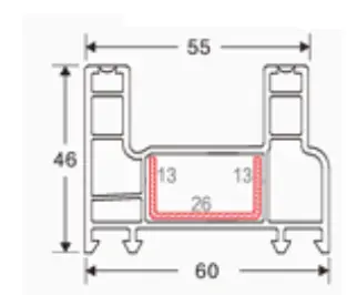 60 double sliding frame B cross-section