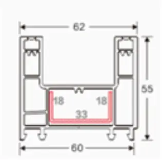 60 double sliding frame A cross-section