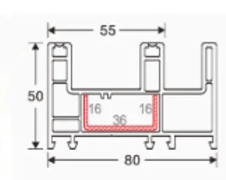 80 sliding frame H3 cross-section