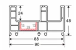 90 sliding frame cross-section