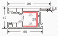 60 sliding door sash 3 cross-section